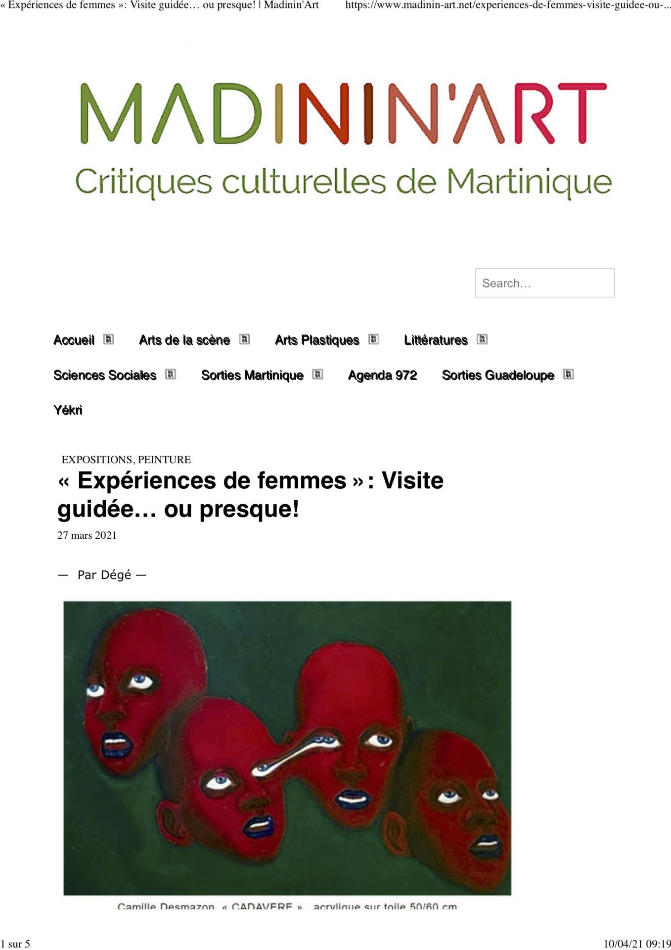Expe riences de femmes visite guide e ou presque madinin art